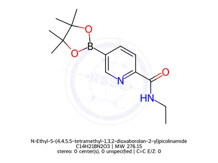 Chemical structure of N-Ethyl-5-(4,4,5,5-tetramethyl-1,3,2-dioxaborolan-2-yl)picolinamide