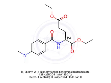 Chemical structure of (S)-diethyl 2-(4-(dimethylamino)benzamido)pentanedioate
