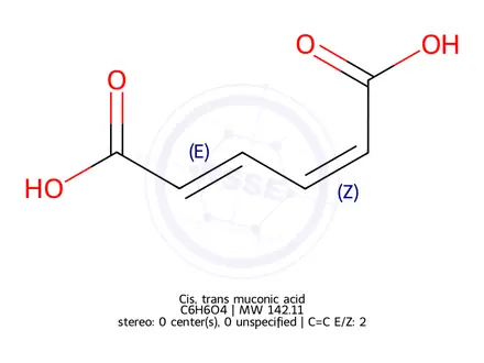 Chemical structure of Cis, trans muconic acid