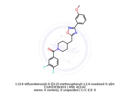 Chemical structure of 1-(3,4-difluorobenzoyl)-4-{[3-(3-methoxyphenyl)-1,2,4-oxadiazol-5-yl]methyl}piperidine