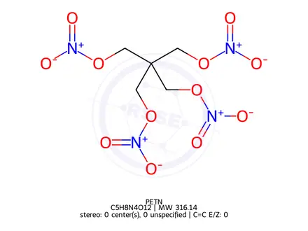 Chemical structure of PETN
