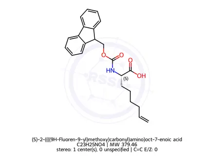 Chemical structure of (S)-2-((((9H-Fluoren-9-yl)methoxy)carbonyl)amino)oct-7-enoic acid