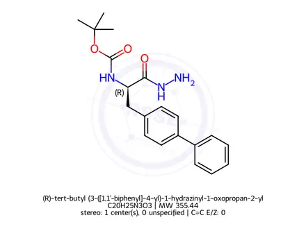 Chemical structure of (R)-tert-butyl (3-([1,1'-biphenyl]-4-yl)-1-hydrazinyl-1-oxopropan-2-yl)carbamate