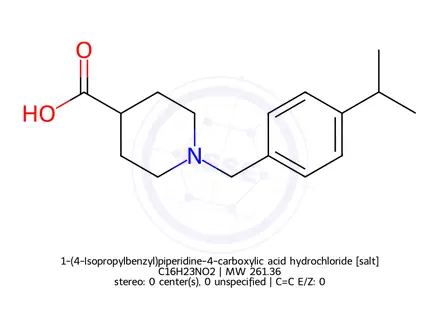 Chemical structure of 1-(4-Isopropylbenzyl)piperidine-4-carboxylic acid hydrochloride