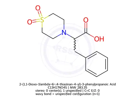 Chemical structure of 2-(1,1-Dioxo-1lambda~6~,4-thiazinan-4-yl)-3-phenylpropanoic Acid