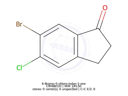 Chemical structure of 6-Bromo-5-chloro-indan-1-one