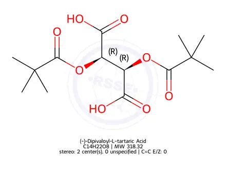 Chemical structure of (-)-Dipivaloyl-L-tartaric Acid