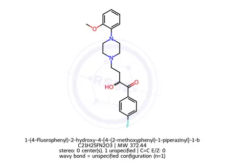 Chemical structure of 1-(4-Fluorophenyl)-2-hydroxy-4-[4-(2-methoxyphenyl)-1-piperazinyl]-1-butanone