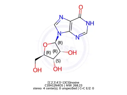 Chemical structure of [1'-13C]inosine