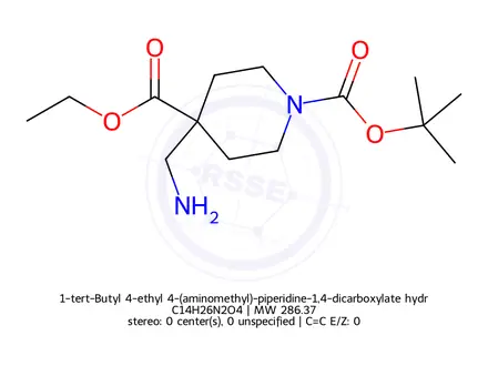 Chemical structure of 1-tert-Butyl 4-ethyl 4-(aminomethyl)-piperidine-1,4-dicarboxylate hydrochloride