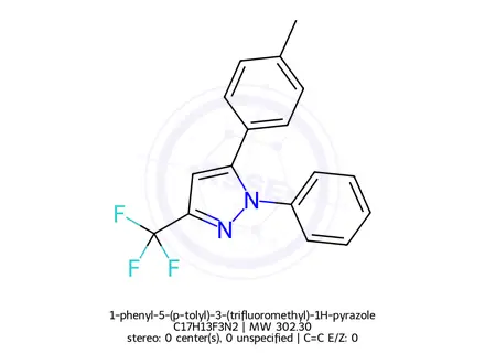 Chemical structure of 1-phenyl-5-(p-tolyl)-3-(trifluoromethyl)-1H-pyrazole