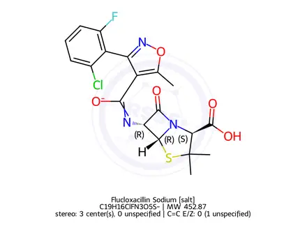 Chemical structure of Flucloxacillin Sodium