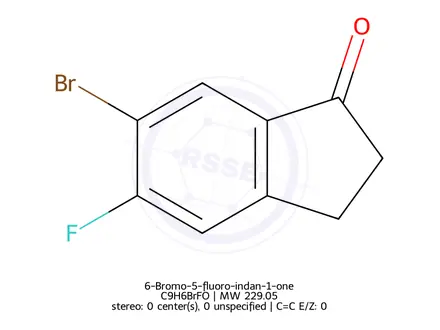 Chemical structure of 6-Bromo-5-fluoro-indan-1-one