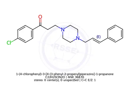 Chemical structure of 1-(4-chlorophenyl)-3-[4-(3-phenyl-2-propenyl)piperazino]-1-propanone