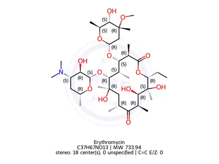 Chemical structure of Erythromycin