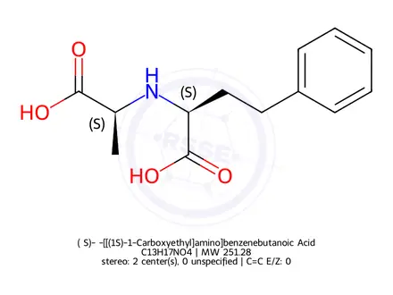 Chemical structure of (αS)-α-[[(1S)-1-Carboxyethyl]amino]benzenebutanoic Acid