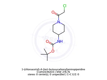Chemical structure of 1-(chloroacetyl)-4-(tert-butoxycarbonyl)aminopiperidine