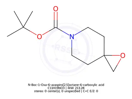 Chemical structure of N-Boc-1-Oxa-6-azaspiro[2.5]octane-6-carboxylic acid