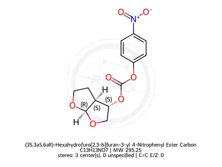 Chemical structure of (3S,3aS,6aR)-Hexahydrofuro[2,3-b]furan-3-yl 4-Nitrophenyl Ester Carbonic Acid