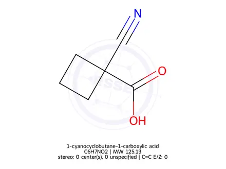 Chemical structure of 1-cyanocyclobutane-1-carboxylic acid
