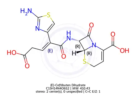 Chemical structure of (E)-Ceftibuten