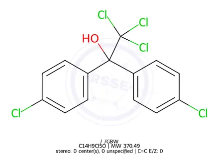Chemical structure of Dicofol (Kelthane)