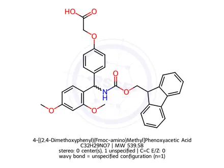 Chemical structure of 4-[(2,4-Dimethoxyphenyl)(Fmoc-amino)Methyl]Phenoxyacetic Acid