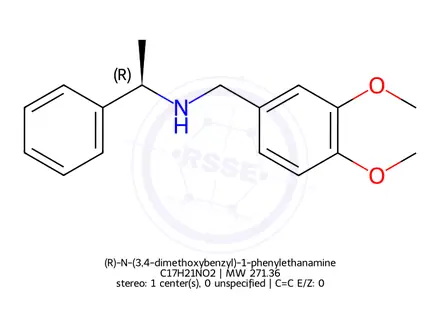 Chemical structure of (R)-N-(3,4-dimethoxybenzyl)-1-phenylethanamine