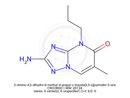 Chemical structure of 2-Amino-4,5-dihydro-6-methyl-4-propyl-s-triazolo[1,5-a]pyrimidin-5-one