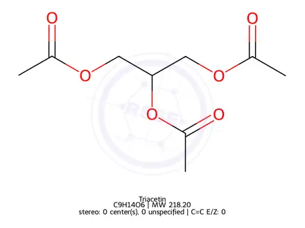 Chemical structure of Glycerol triacetate