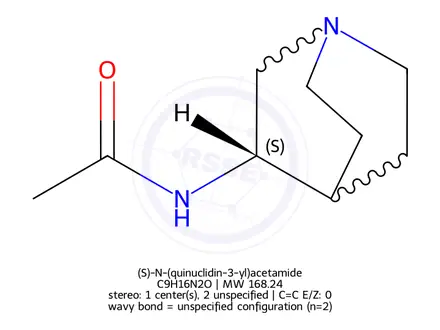 Chemical structure of (S)-N-(quinuclidin-3-yl)acetamide