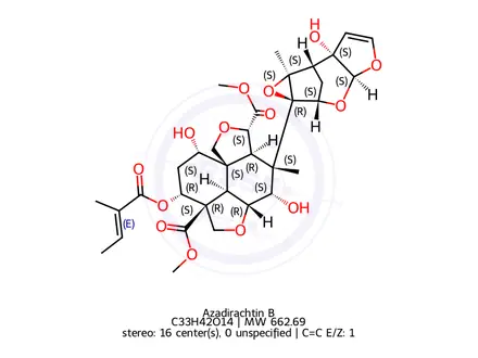 Chemical structure of Azadirachtin B