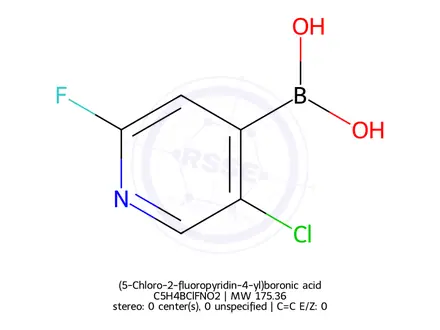 Chemical structure of (5-Chloro-2-fluoropyridin-4-yl)boronic acid