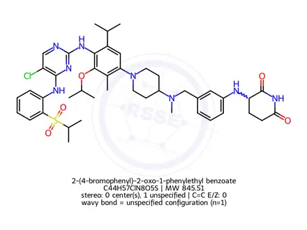 Chemical structure of 2-(4-bromophenyl)-2-oxo-1-phenylethyl benzoate