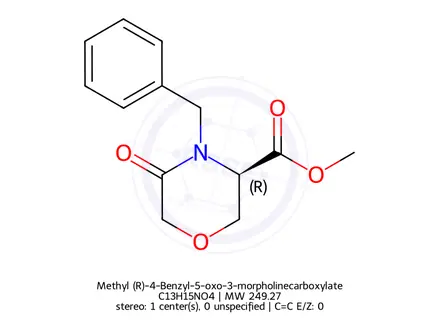 Chemical structure of Methyl (R)-4-Benzyl-5-oxo-3-morpholinecarboxylate
