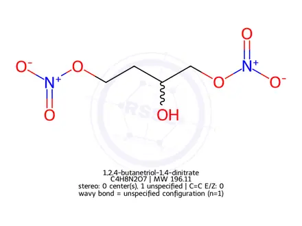 Chemical structure of 1,2,4-butanetriol-1,4-dinitrate