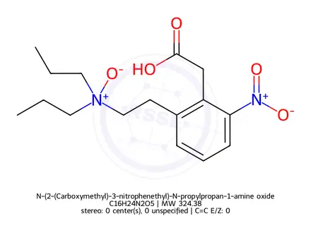Chemical structure of N-(2-(Carboxymethyl)-3-nitrophenethyl)-N-propylpropan-1-amine oxide