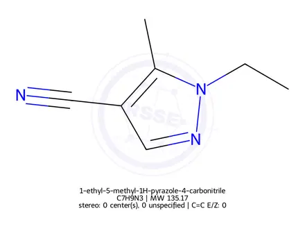 Chemical structure of 1-ethyl-5-methyl-1H-pyrazole-4-carbonitrile