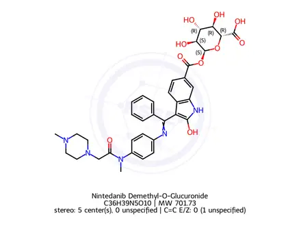 Chemical structure of Nintedanib Demethyl-O-Glucuronide