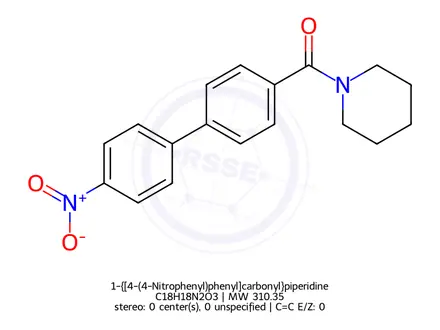 Chemical structure of 1-{[4-(4-Nitrophenyl)phenyl]carbonyl}piperidine