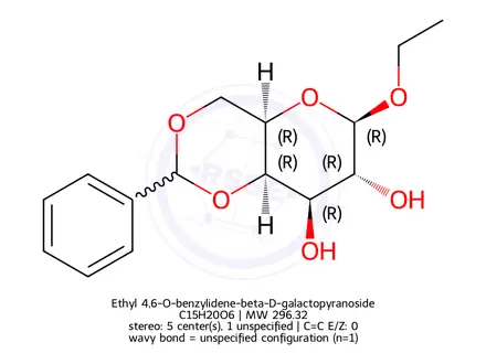 Chemical structure of Ethyl 4,6-O-benzylidene-beta-D-galactopyranoside