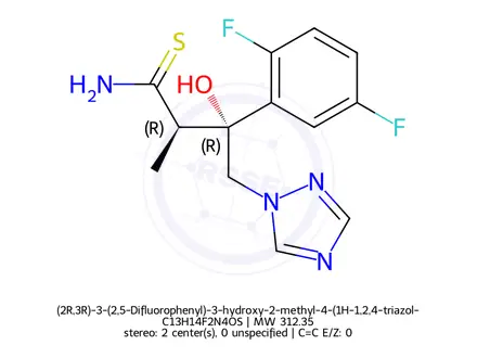 Chemical structure of (2R,3R)-3-(2,5-Difluorophenyl)-3-hydroxy-2-methyl-4-(1H-1,2,4-triazol-1-yl)thiobutyramide