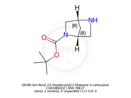 Chemical structure of (1R,4R)-tert-Butyl 2,5-diazabicyclo[2.2.1]heptane-2-carboxylate