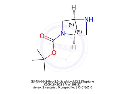 Chemical structure of (1S,4S)-(-)-2-Boc-2,5-diazabicyclo[2.2.1]heptane
