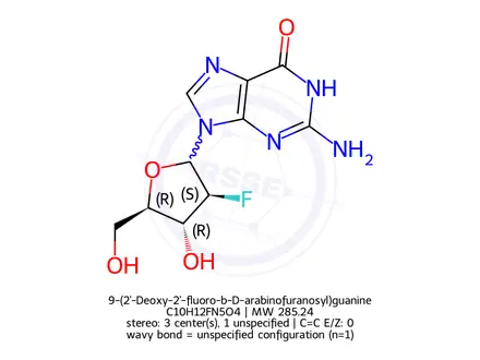 Chemical structure of 9-(2'-Deoxy-2'-fluoro-b-D-arabinofuranosyl)guanine