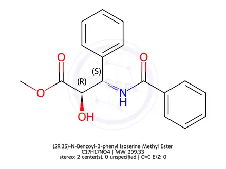 Chemical structure of (2R,3S)-N-Benzoyl-3-phenyl Isoserine Methyl Ester