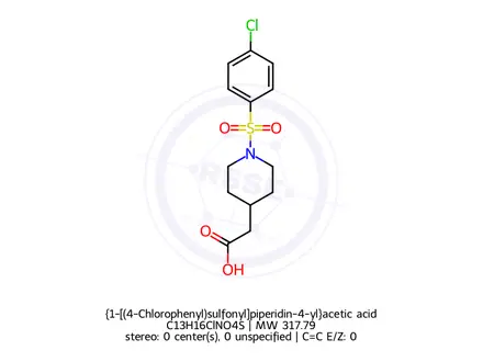 Chemical structure of {1-[(4-Chlorophenyl)sulfonyl]piperidin-4-yl}acetic acid