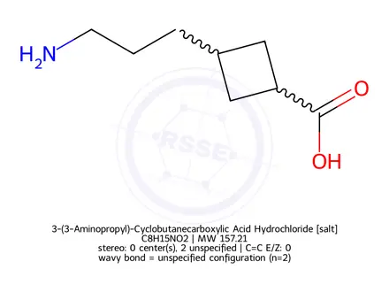 Chemical structure of 3-(3-Aminopropyl)-Cyclobutanecarboxylic Acid Hydrochloride