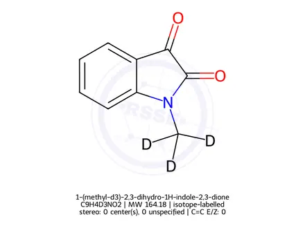 Chemical structure of 1-(methyl-d3)-2,3-dihydro-1H-indole-2,3-dione