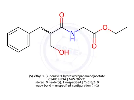 Chemical structure of (S)-ethyl 2-(2-benzyl-3-hydroxypropanamido)acetate